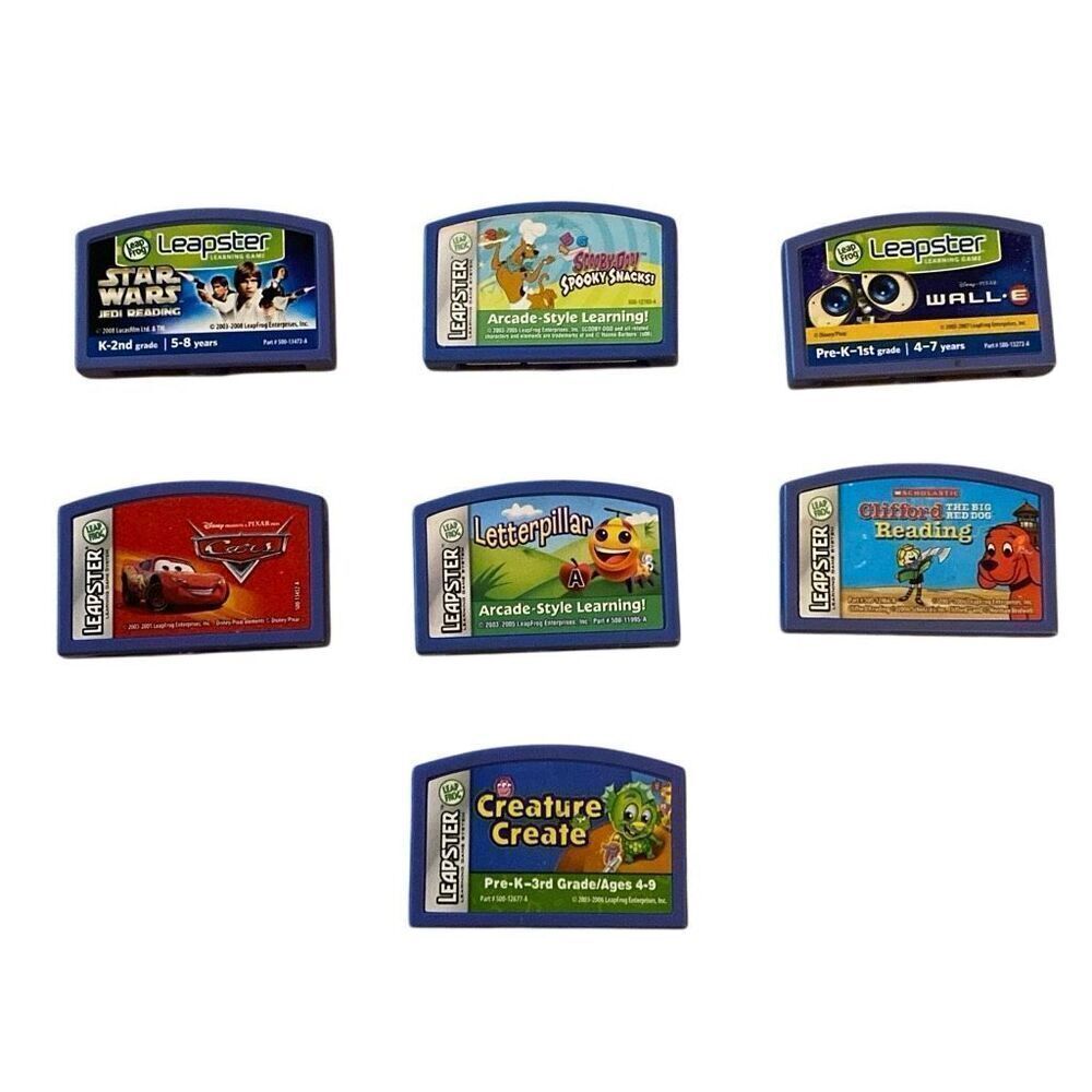 Lot of 9 Leap Frog Leapster Learning Game Cartridges Wall E Cars Scooby Star War